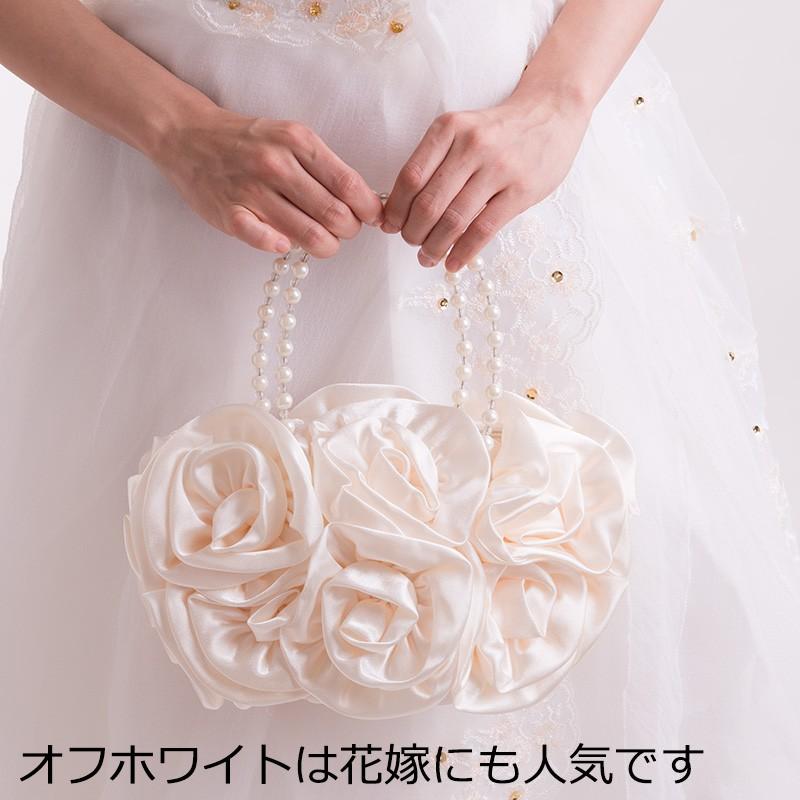 aurora パーティーバッグ サテンコサージュ 結婚式 大きめ クラッチ
