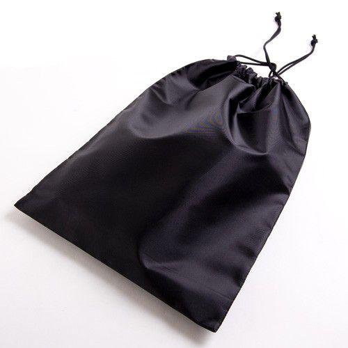 aurora 黒シンプル無地巾着袋 ブラック スリッパ入れ シューズケース