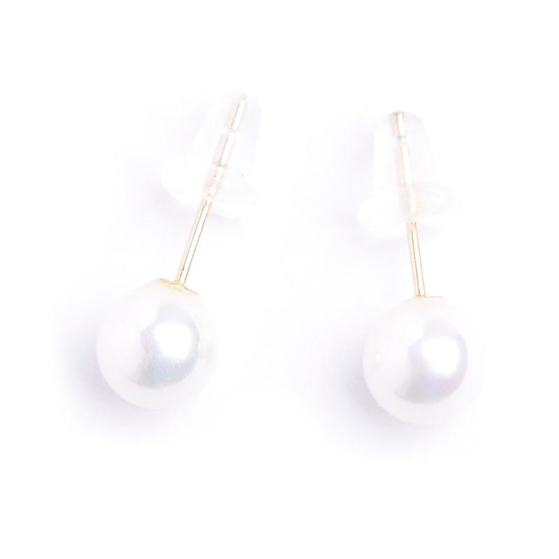 aurora 本貝パールピアス 日本製K18ポスト6mm パーティー 結婚式 