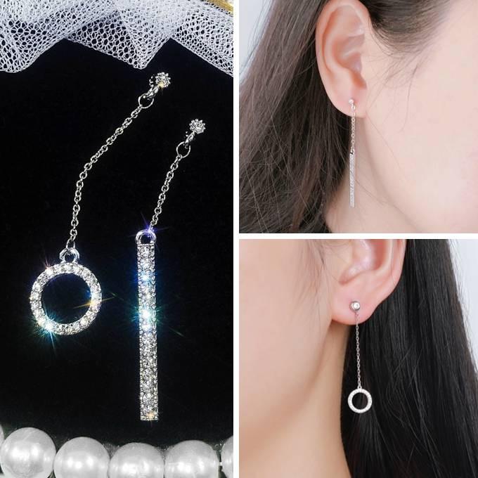 ピアス レディース スワロフスキー サークル タッセルドロップ 925スターリングシルバー スタッド アシンメトリー かっこいい シンプル 送料無料 夏コーデ Al0313 アクセサリー Aurora Oasis 通販 Yahoo ショッピング