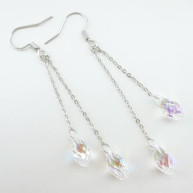 Swarovski クリスタルブルー フックピアス SWAROVSKI - 水滴 ティアドロップ フックピアス スワロフスキー