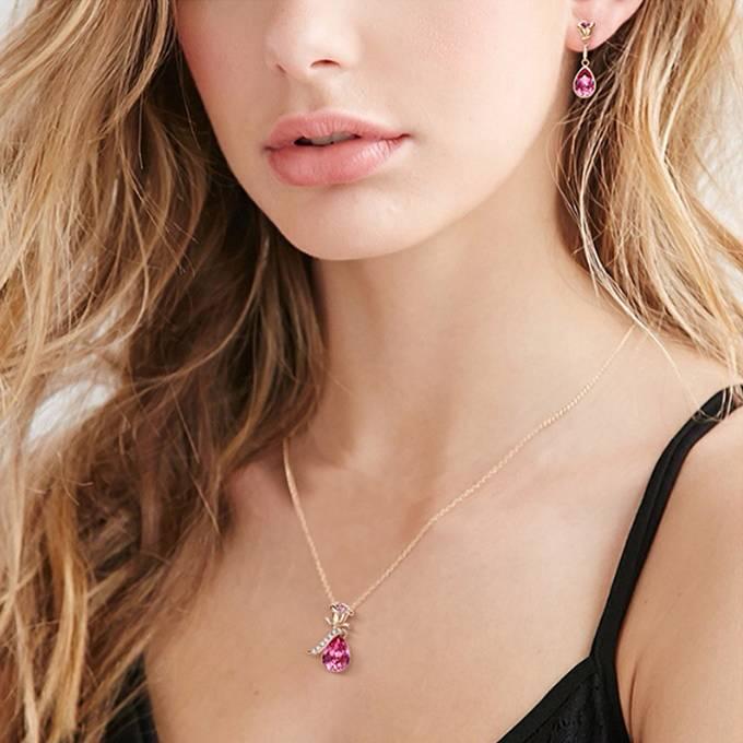 ジュエリーセット スワロフスキー ローズ＆ティアドロップ 薔薇 バラ ピンク・レッド・パープル 豪華 プレゼント ギフト |  | 05