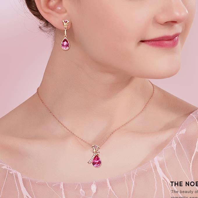 ジュエリーセット スワロフスキー ローズ＆ティアドロップ 薔薇 バラ ピンク・レッド・パープル 豪華 プレゼント ギフト |  | 06