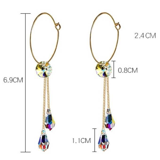 ピアス レディース スワロフスキー ダブルドロップ オーロラ リングピアス フープ 綺麗 可愛い 揺れる シンプル プレゼント ギフト |  | 02