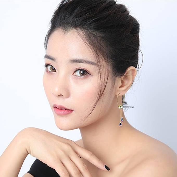 ピアス レディース スワロフスキー ダブルドロップ オーロラ リングピアス フープ 綺麗 可愛い 揺れる シンプル プレゼント ギフト |  | 03