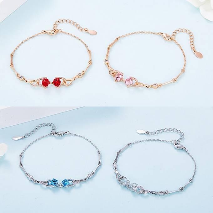 クーポンで10％OFF ブレスレット レディース スワロフスキー キューブ カラー5色 小粒 小ぶり 小さめ キラキラ シンプル プレゼント ギフト |  | 06