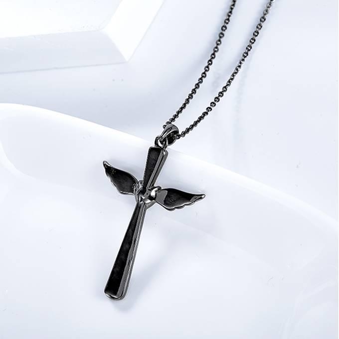 Swarovski ブラック クロスネックレス 十字架 クーポンで20％OFF ネックレス レディース スワロフスキー