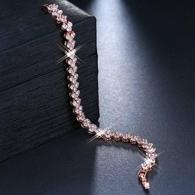 ブレスレット レディース スワロフスキー ラボダイヤモンド テニスブレスレット 18Kローズゴールドフィルド 豪華 ゴージャス 綺麗 ホワイトデー