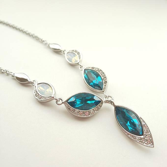 ネックレス レディース スワロフスキー マーキス ティールブルー 青