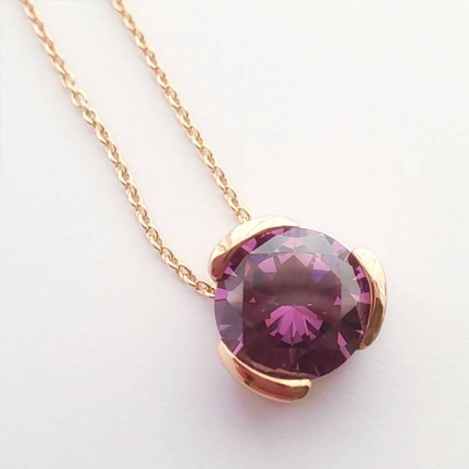 ネックレス レディース スワロフスキー ラウンド アメジスト 紫 18K