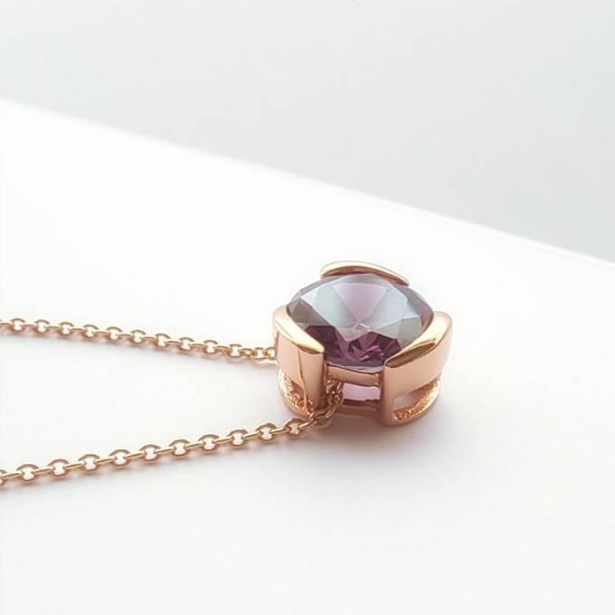 ネックレス レディース スワロフスキー ラウンド アメジスト 紫 18K