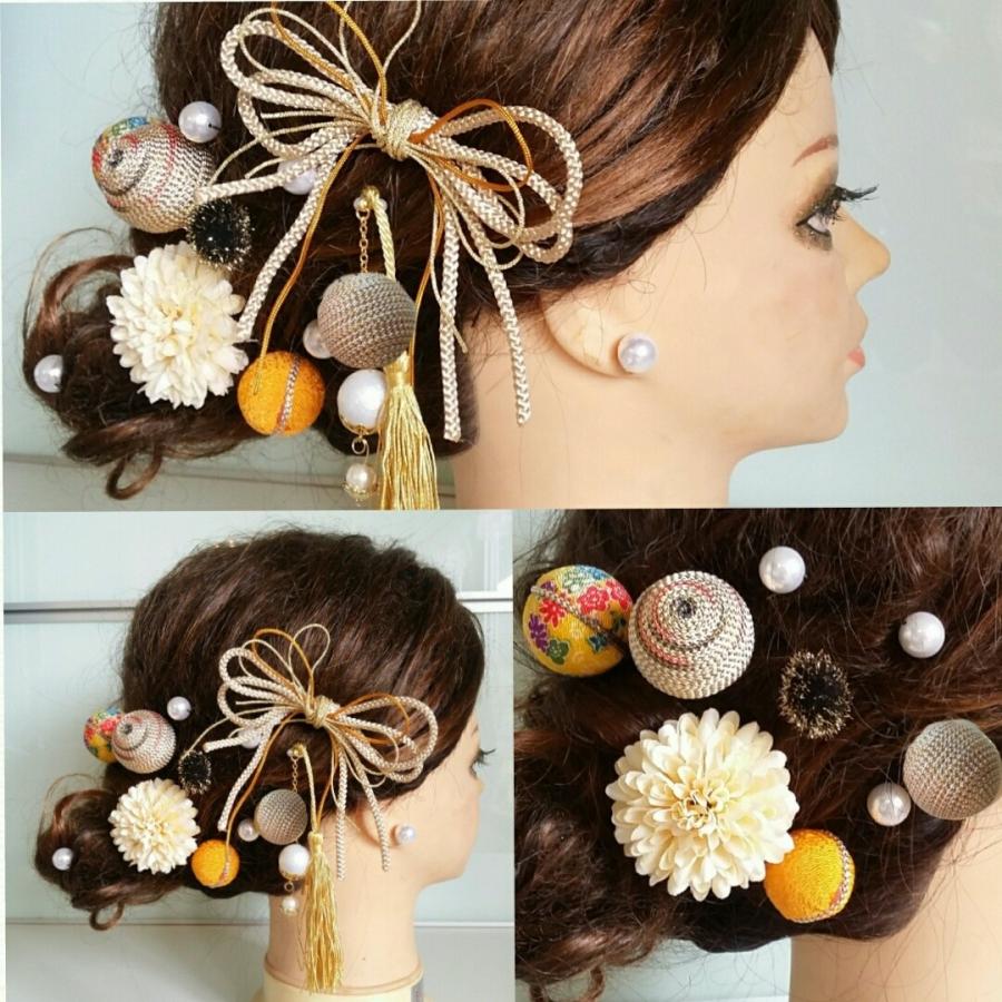 和装 12点セット ちりめんボール 成人式 振り袖 結婚式 和装髪飾り