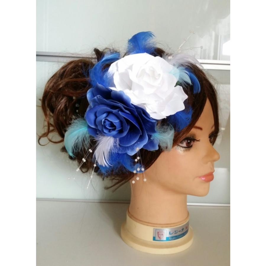 青 白の髪飾り 薔薇 成人式 結婚式 卒業式に Zupnpmkk75 おしゃれ髪飾り 通販 Yahoo ショッピング