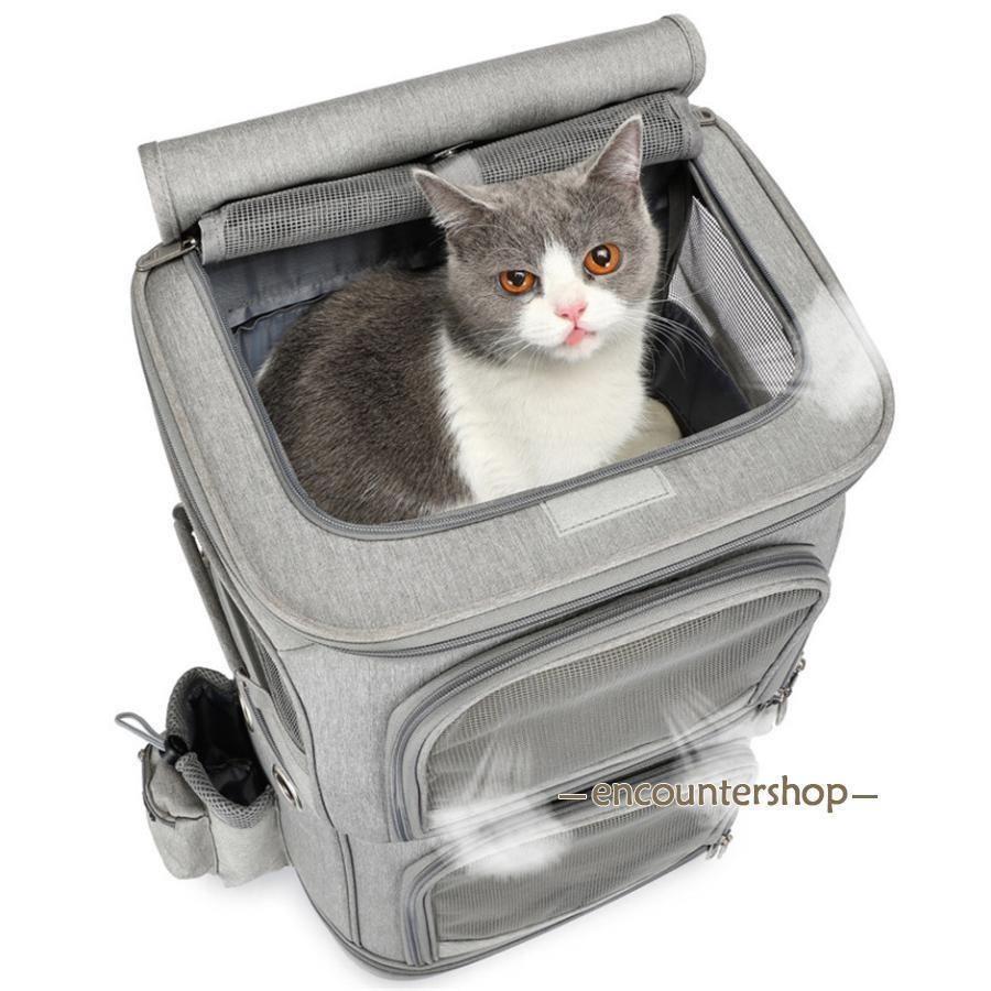 キャリーバッグ 犬 ペット 2層 2匹 メッシュ キャスター付き リュックキャリーバッグ キャリーケース 犬 猫 小型犬 中型犬 動物 旅行 遠出 キャリーバッグ 2匹 メッシュ キャスター付き キャリーケース 小型犬 中型犬 動物