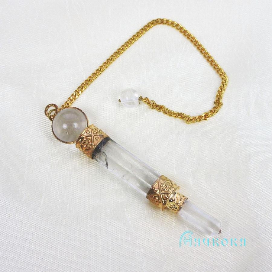 水晶ペンジュラム（ゴールド）　フーチ　振り子　占い　リーディング　ペンデュラム |  | 03