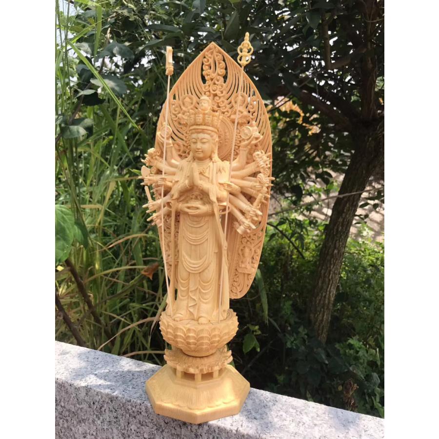 日本廉価 千手観音 観音菩薩像 千手観音 蓮華丸台座 柘植製高級木彫り 守り本尊 木彫仏像 日本本物 Ssl Daikyogo Or Jp