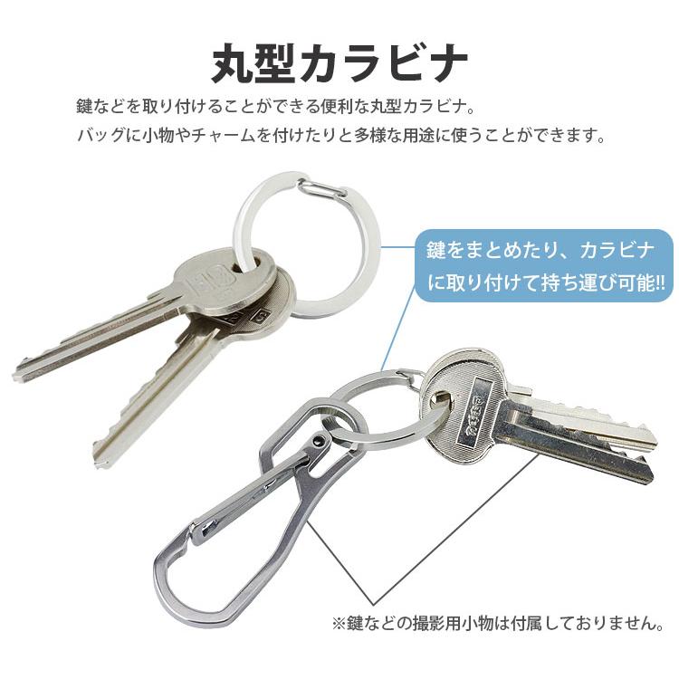カラビナ 2個セット 光沢 円形 丸型 リング サークル キーリング