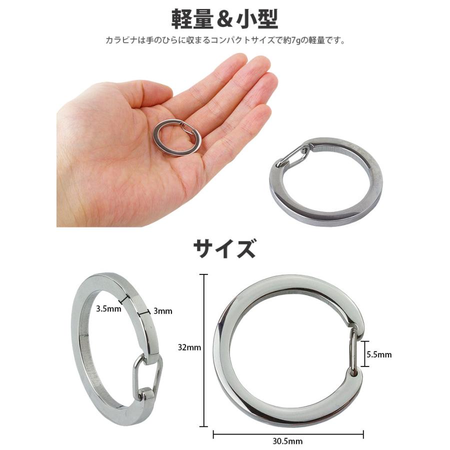 カラビナ 2個セット 光沢 円形 丸型 リング サークル キーリング