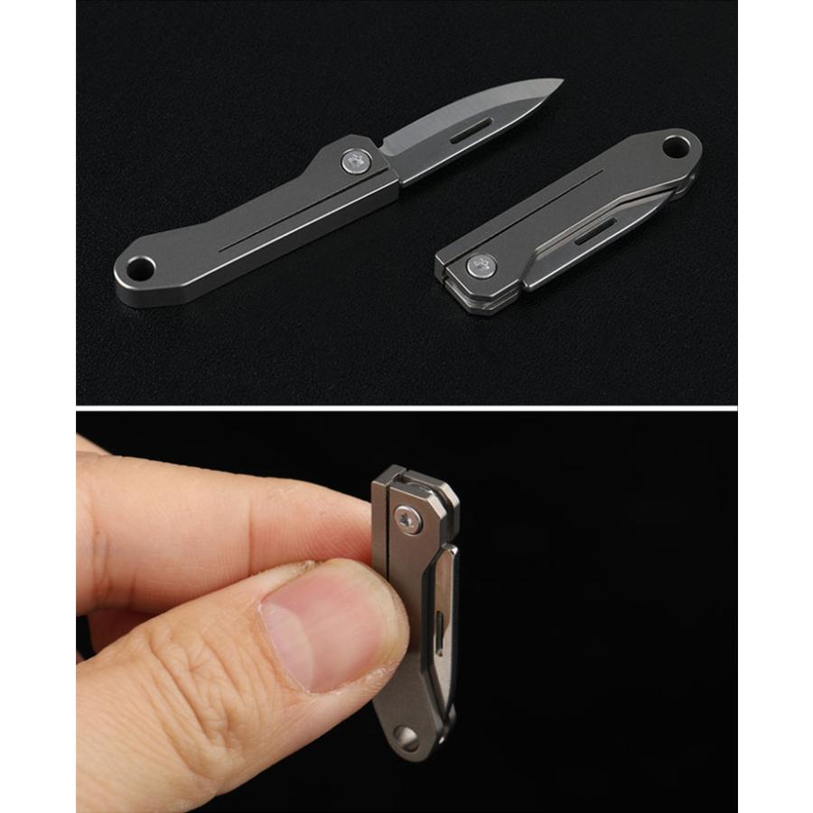 コンパクト 折りたたみナイフ チタン合金 小型 軽量 持ち運び 携帯