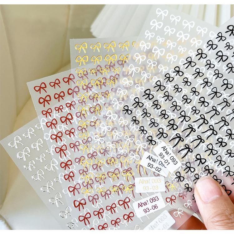 ネイルシール 5枚セット リボン 5色 デザインシール パーツ 手書き風  