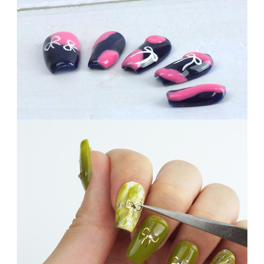 ネイルシール 5枚セット リボン 5色 デザインシール パーツ 手書き風  