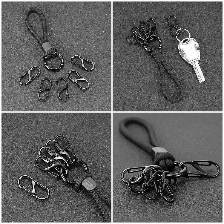 カラビナ ストラップ 5連 キーホルダー 紐ストラップ S字カラビナ