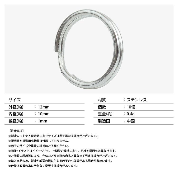 二重リング キーリング 10個セット ステンレス 外径12mm 内径10mm 二重