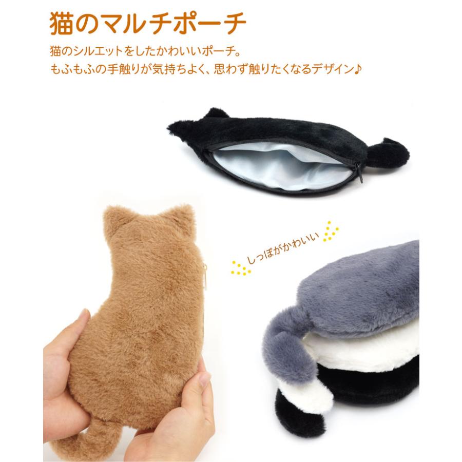 猫 ペンケース 筆箱 ふわふわ ファスナー ポーチ 収納 コスメ キャット