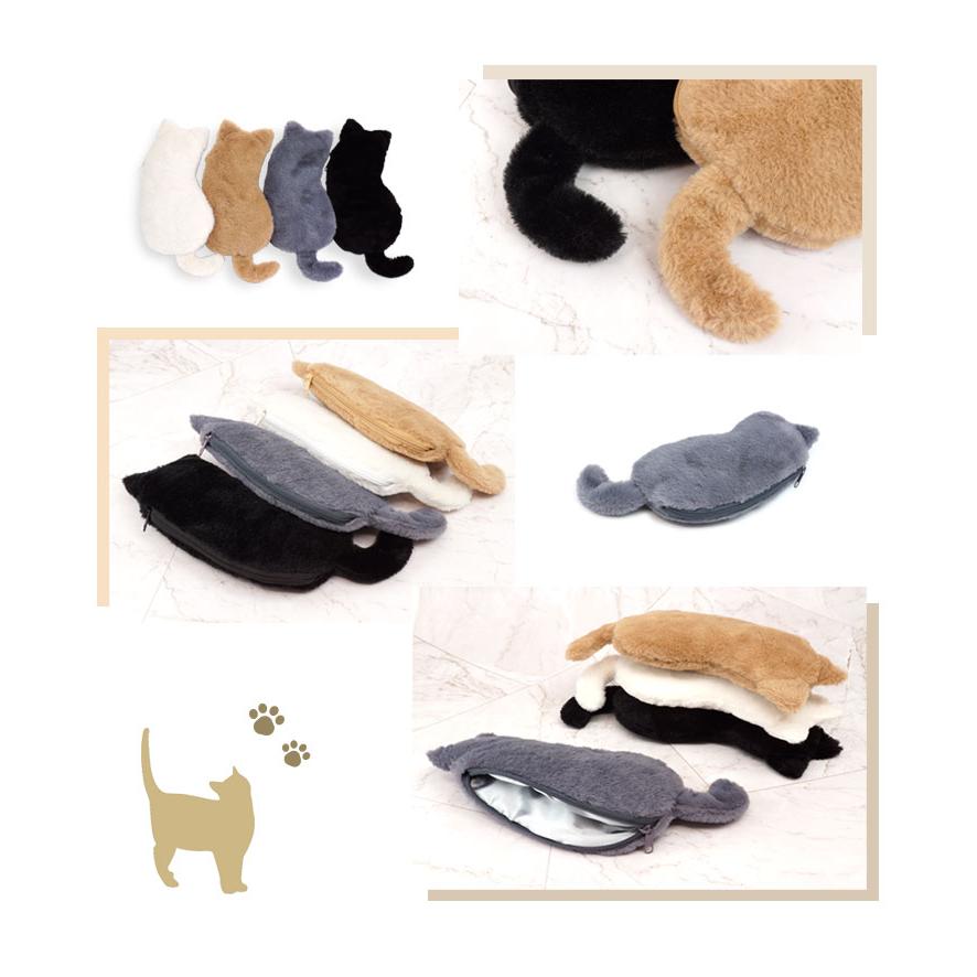 猫 ペンケース 筆箱 ふわふわ ファスナー ポーチ 収納 コスメ キャット