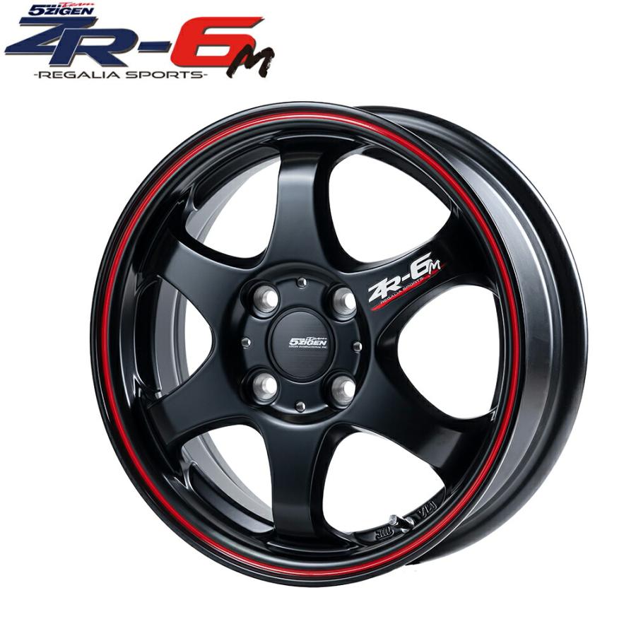 5ZIGEN アルミホイール ZR-6M マットブラック レッドライン 14x4.5J 4H