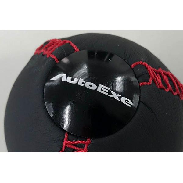 AutoExe オートエクゼ レザーシフトノブ (球形状/本革) レッドステッチ 