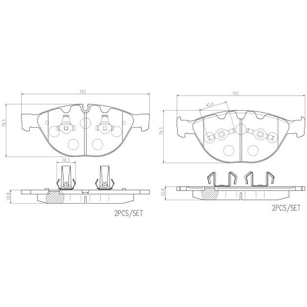 brembo セラミックブレーキパッド フロント BMW 5シリーズ (E61) NH48 PW48 H18.8〜 550i ツーリング 欧州仕様(フロントディスク 348x36mm) | brembo | 01