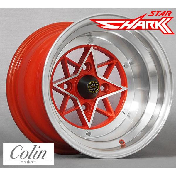 [COLIN PROJECT] 旧車ホイール 1本 STAR SHARK (スターシャーク) 復刻版 RED 14×10.0J 4H PCD114.3 -39
