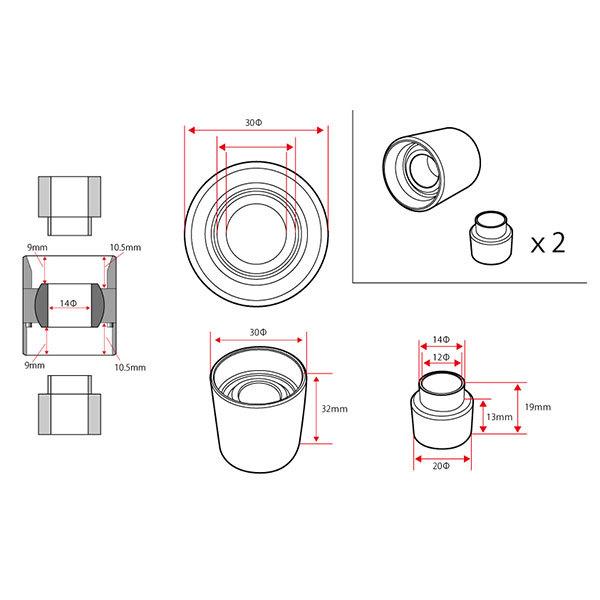 D-MAX D1スペック リアナックル用ピロ 1台分 スカイライン GT-R BNR34