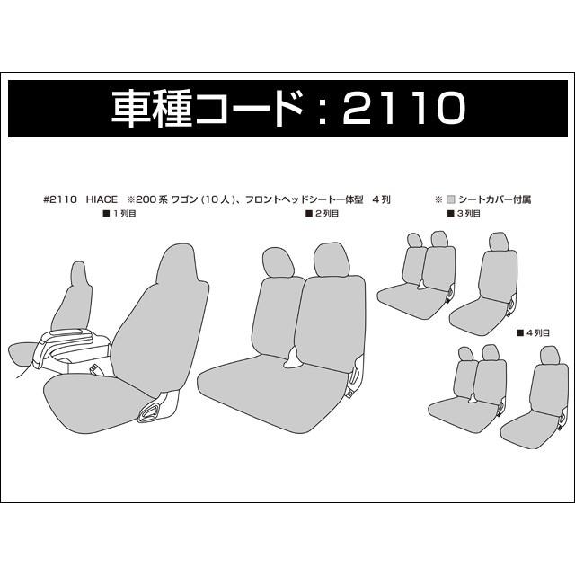 Dotty ダティ コックス シートカバー ハイエースワゴン 200系 H16/08〜H24/04 10人乗 DXミドルルーフ｜auto-craft｜03