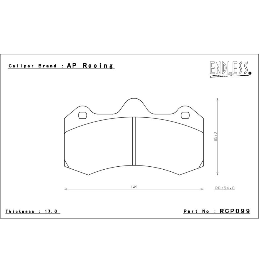 エンドレス APレーシング製 レーシングキャリパー用 ブレーキパッド CC-Rg CP7040キャリパー用 ピストン:6の画像