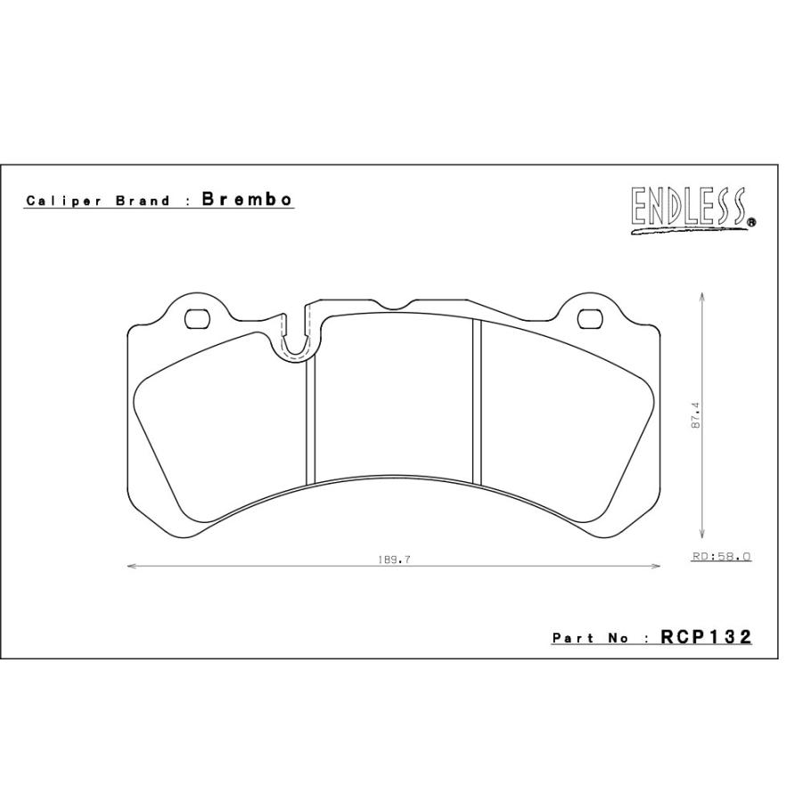 エンドレス ブレンボ製 レーシングキャリパー用 ブレーキパッド MX72 ピストン:6_1