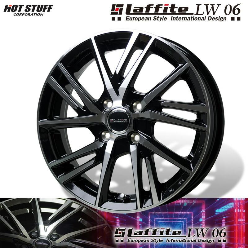 HOTSTUFF ラフィット LW-06 16×6.0J 4H PCD100 +45 ブラックポリッシュ (BK/P) アルミホイール 4本セット