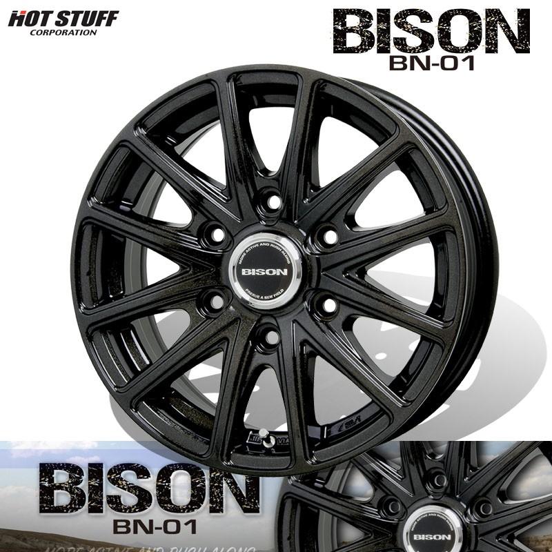 HOTSTUFF バイソン BN-01 15×6.0J 6H PCD139.7 +33 メタリックブラック