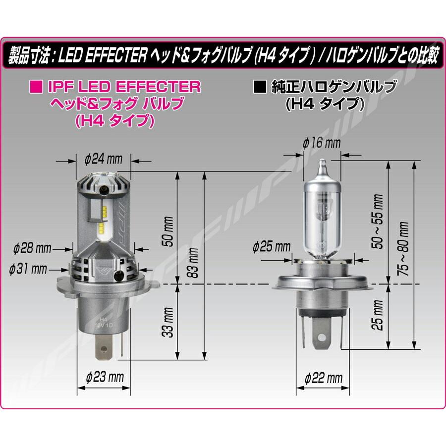 IPF LED エフェクター ヘッド＆フォグ バルブ H4 2600K : オート