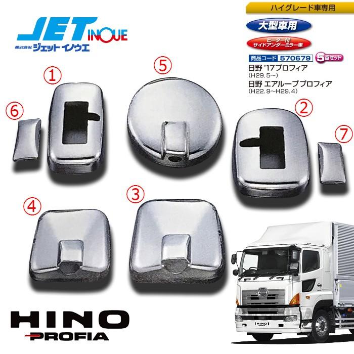 JETINOUE ジェットイノウエ ミラーカバーセット[HINO 大型 エアループプロフィア H22.9~29.4 ヒーター付サイドアンダーミラー車,ハイグ｜auto-craft