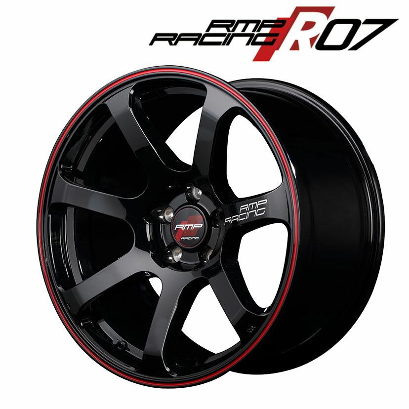 MID RMP RACING R07 (ブラック/リムレッドライン) アルミホイール 4本セット 17×7.0J 5H PCD114.3 +48