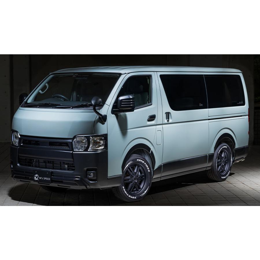 M'z SPEED ヘッドライトガーニッシュ つや消しブラック AES ハイエース