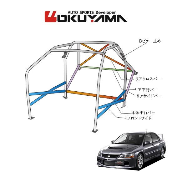 OKUYAMA オクヤマ DASH ロールバー スチール製 ランサーエボリューションVII-IX CT9A [16P No.18 2名] ダッシュボード貫通タイプ ※個人宅への配送不可、送