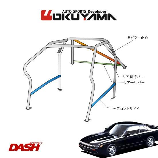 OKUYAMA　オクヤマ　DASH　No.13　ダッシュボード逃げタイプ　2名]　ロールバー　[10P　シルビア　S13　PS13　スチール製　※個人宅への配送不可、送料注意