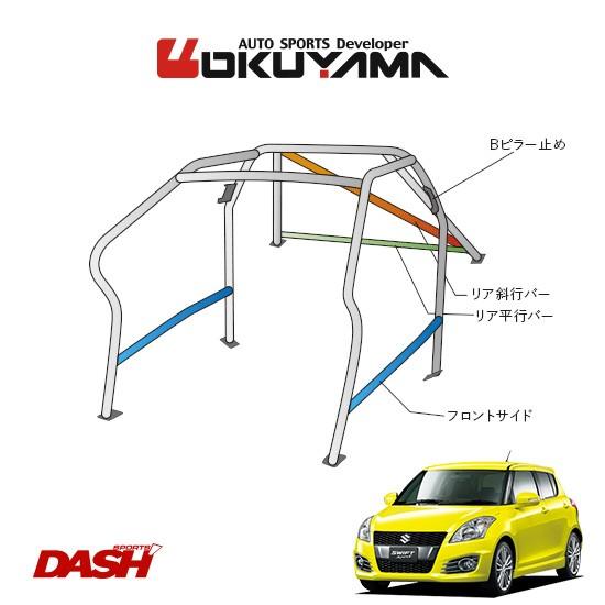 OKUYAMA　オクヤマ　DASH　スイフトスポーツ　ZC32S　No.13　[10P　2名]　ダッシュボード逃げタイプ　※個人宅への配送不可、送料注意　ロールバー　スチール製