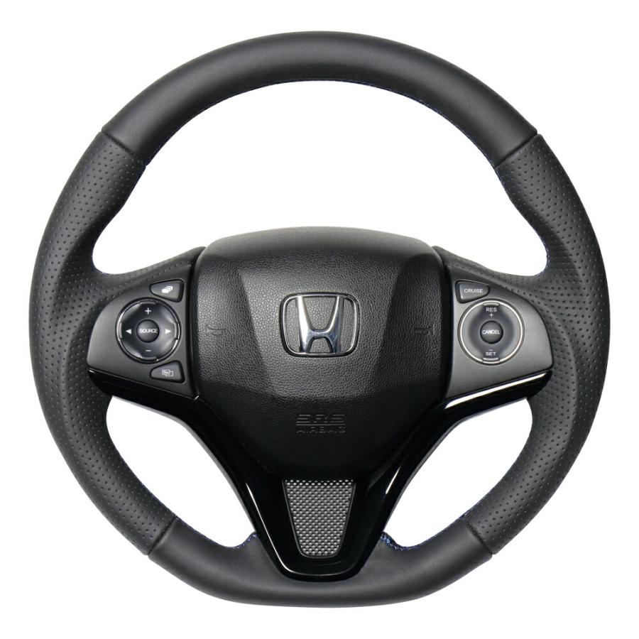 REAL（車） REAL レアル ステアリング オールレザー (ブルー×ブラック 