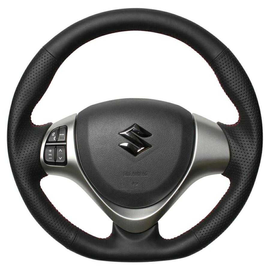 REAL レアル ステアリング オールレザー (レッド×ブラック ユーロ 