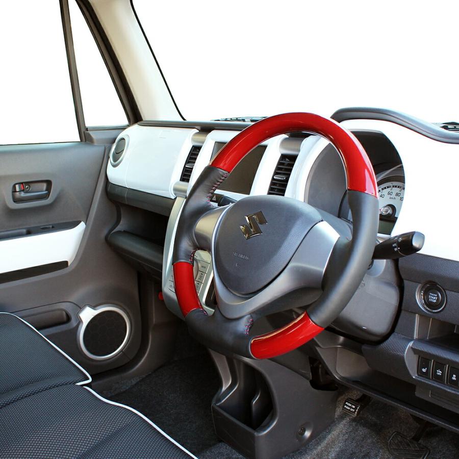 REAL レアル ステアリング フェニックスレッド (ダークワインステッチ 