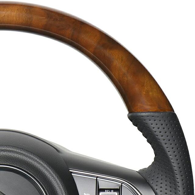 REAL（車） REAL レアル ステアリング 42ブラウンウッド (ブラック 